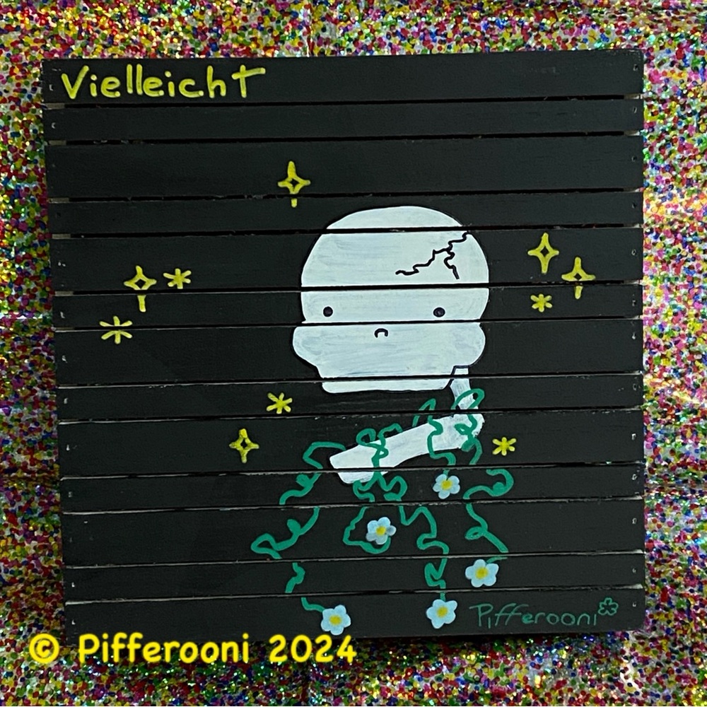 ✨ Cute Skull VIELLEICHT Wood Sign Painting